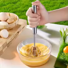 Batedor de ovos em aço inoxidável, durável e semiautomático