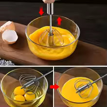 Batedor de ovos em aço inoxidável, durável e semiautomático