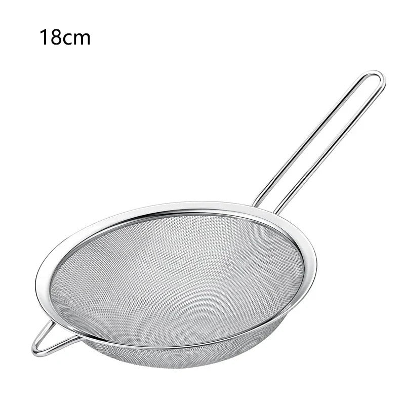Conjunto de 4 peças de peneira fina de aço inoxidável para óleo, farinha, coador, coador de massas