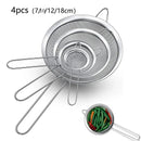 Conjunto de 4 peças de peneira fina de aço inoxidável para óleo, farinha, coador, coador de massas