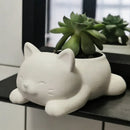 Vaso Decorativo em Formato de Gato Deitado para Suculentas
