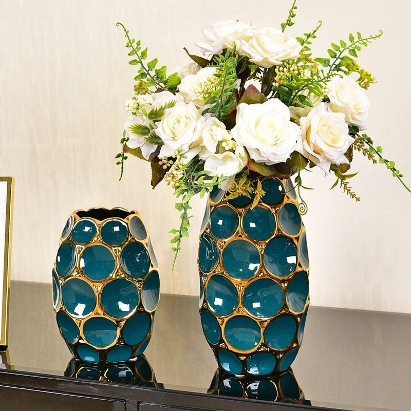 Vaso Decorativo de Cerâmica Luxo Moderno para Sala – Estilo Europeu