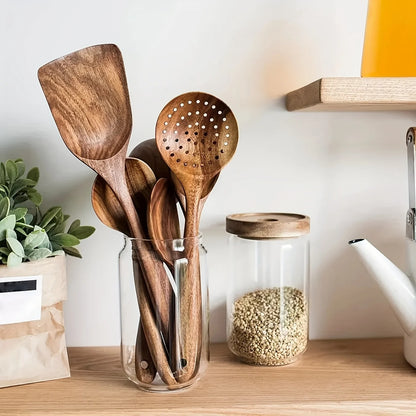 Conjunto de 5 utensílios de cozinha de madeira