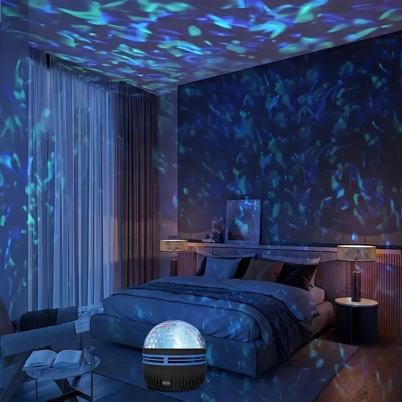 Projetor LED Onda de Água RGB com Controle Remoto USB para Quarto