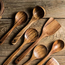 Conjunto de 5 utensílios de cozinha de madeira