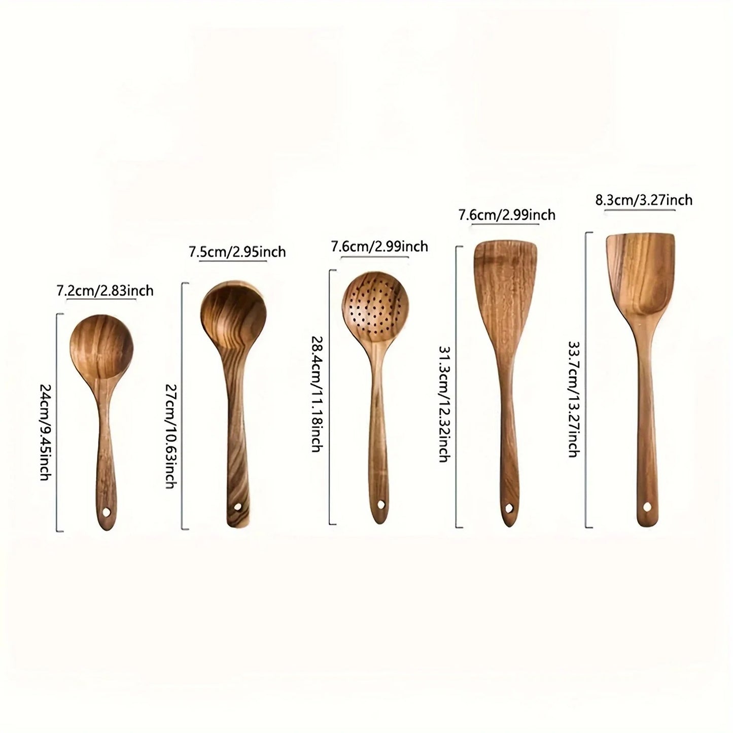 Conjunto de 5 utensílios de cozinha de madeira