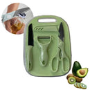 Conjunto de 4 peças: Facas, Tesouras, Descascador, Tábua de Cozinha em Aço Inoxidável